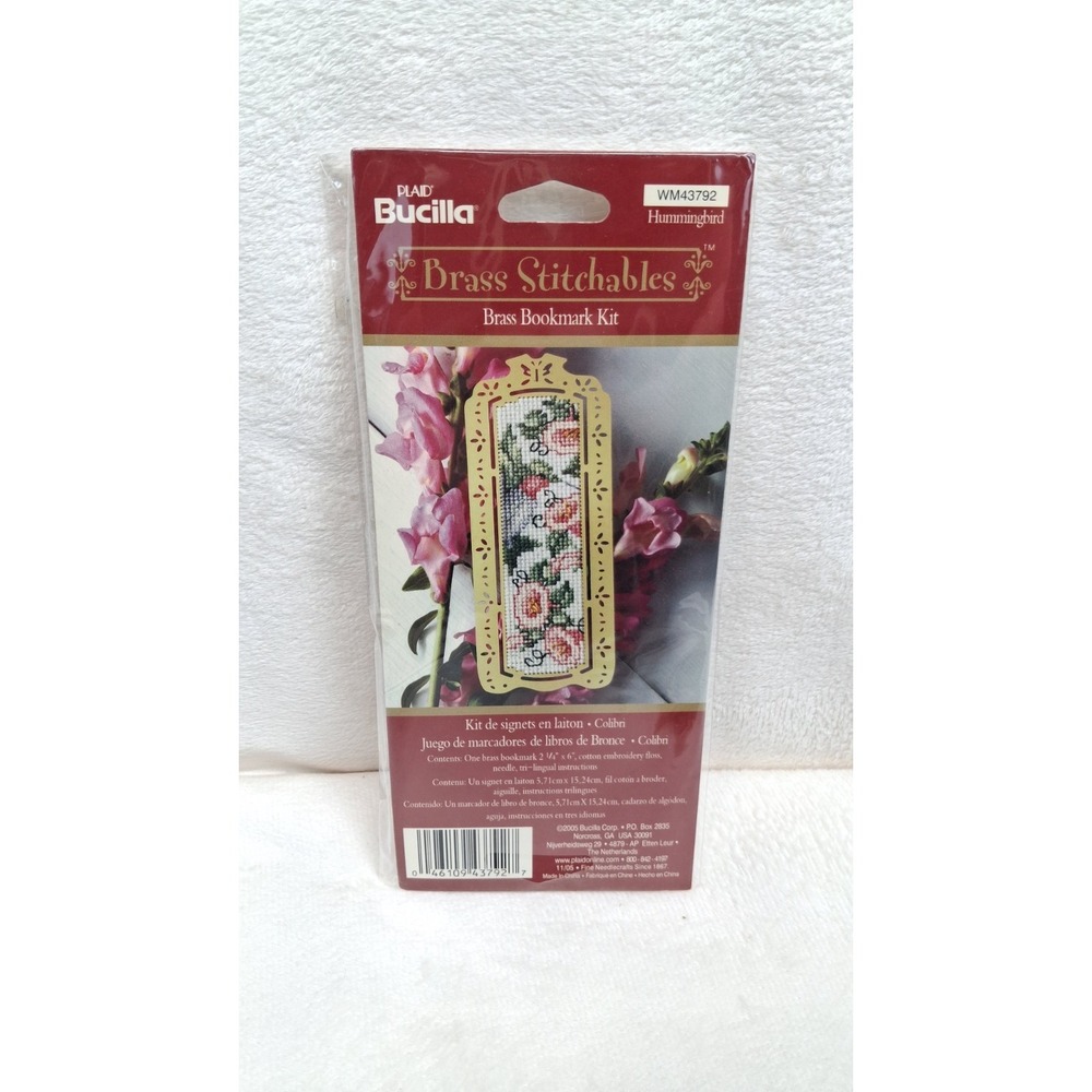 Plaid Bucilla Brass Stitchables Hummingbird Bookmark Kit - WM43792 Cross Stitch